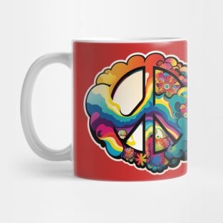 Groovy Psychedelic Peace Sign in Red Mug